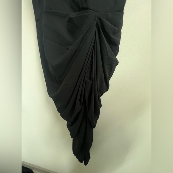 New Pretty Little Thing PLT Black Underwire Chiffon Draped Midi Dress 10 Sexy - Picture 7 of 14